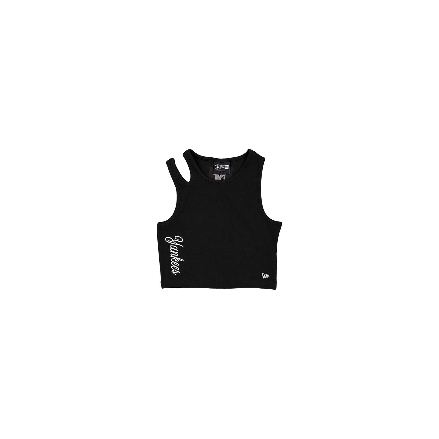 New York Yankees Leisure Women's Black Split Strap Cropped Tank Top