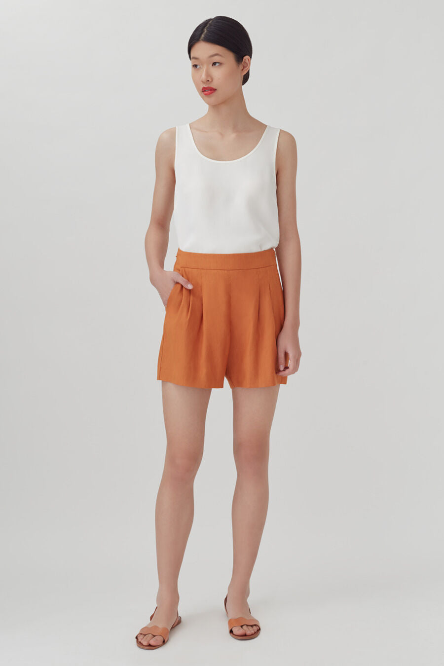 Linen Pleated Front Shorts