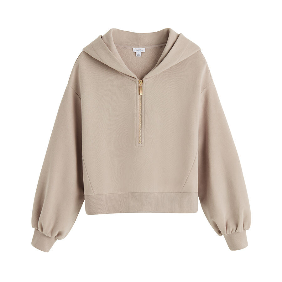 Fleece Cropped Zip Hoodie