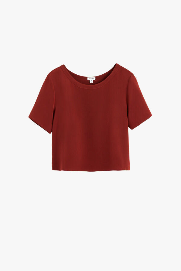 Silk Cropped Crewneck Tee