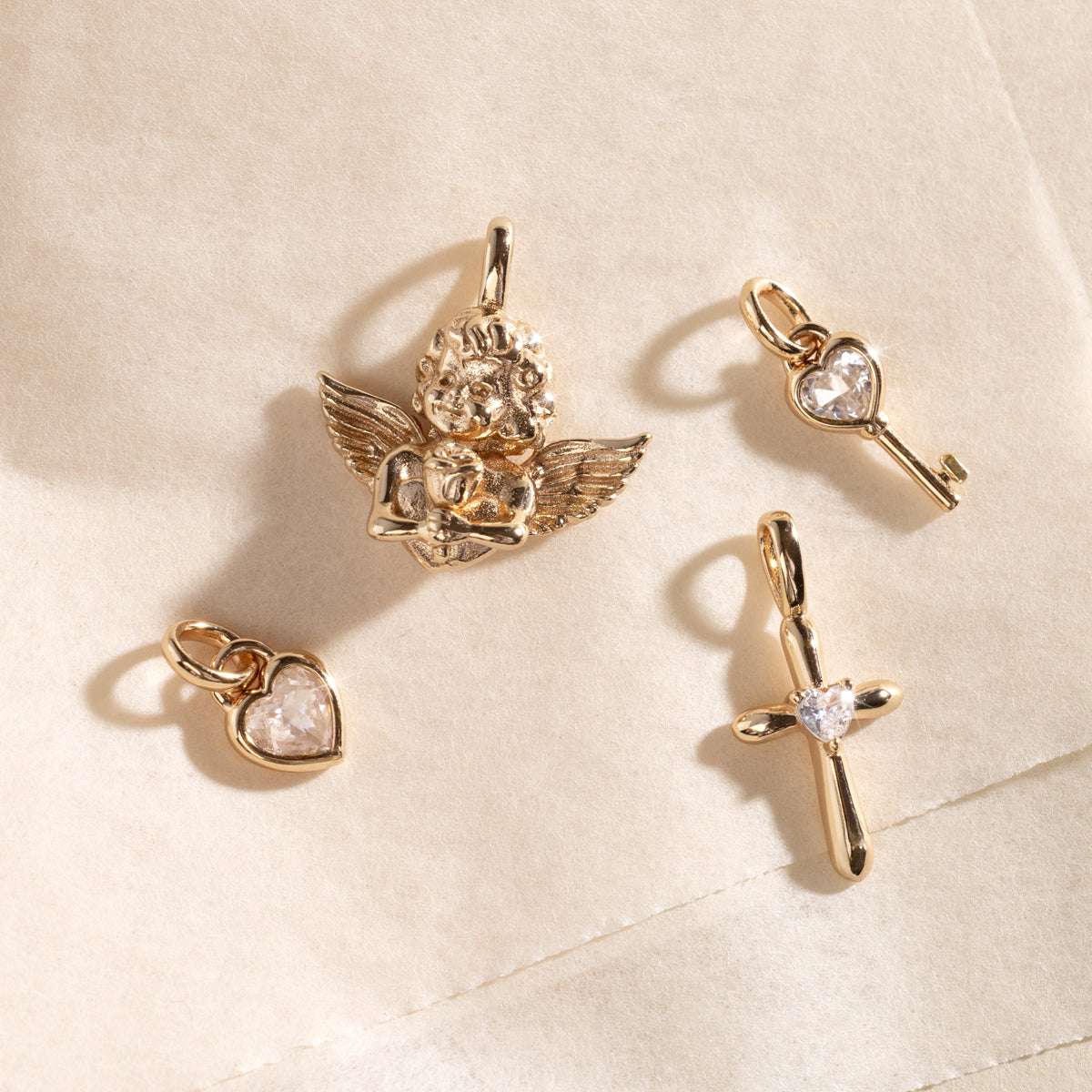 CZ Heart Key Charm