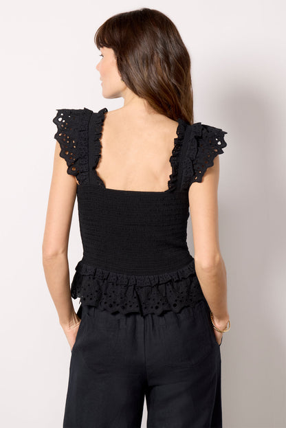 Talia Smocked Flutter Tank