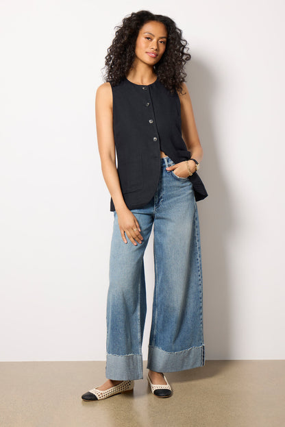 Natalia Long Linen Vest