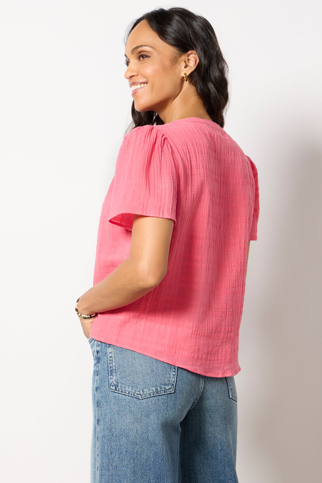 Shelby Textured Split Neck Top