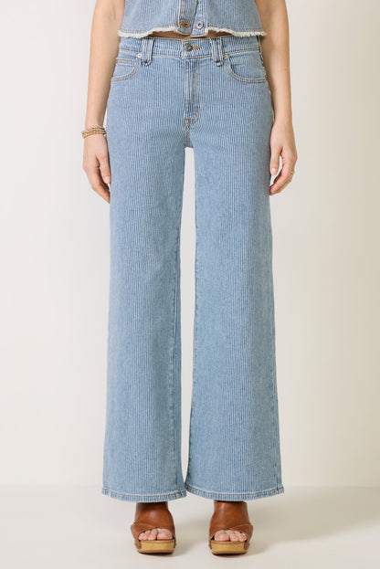 Railroad Stripe Wide Leg Jean
