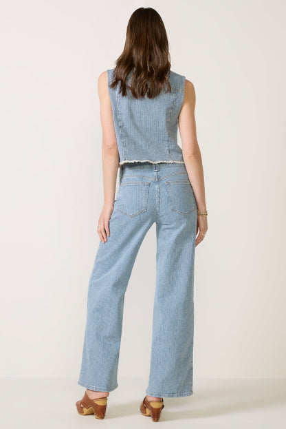Railroad Stripe Wide Leg Jean