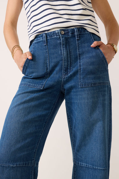 Soft Utility Raw Hem Barrel Jean