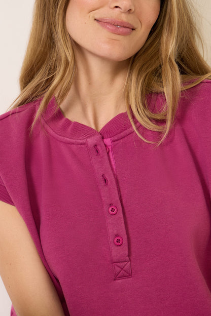 Zuri Sleeveless Henley Sweatshirt