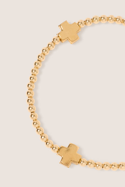 Signature Cross 3mm Gold Bracelet - Gold