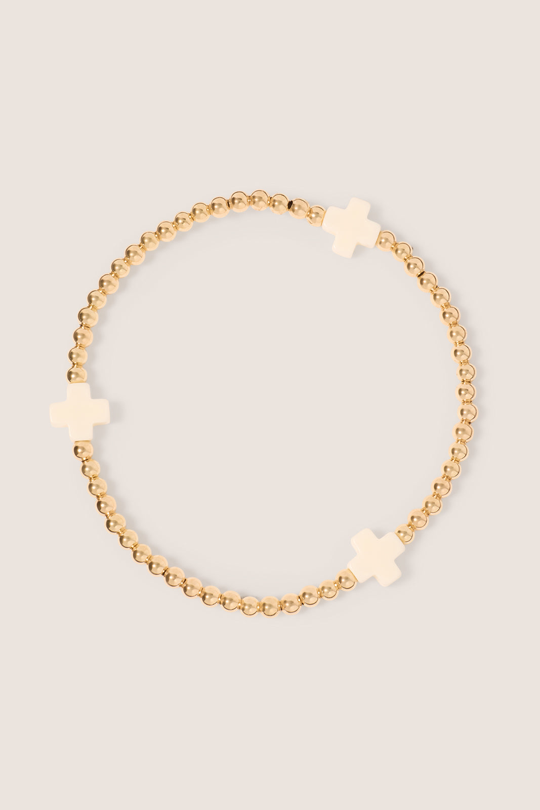 Signature Cross 3mm Gold Bracelet - Off-White