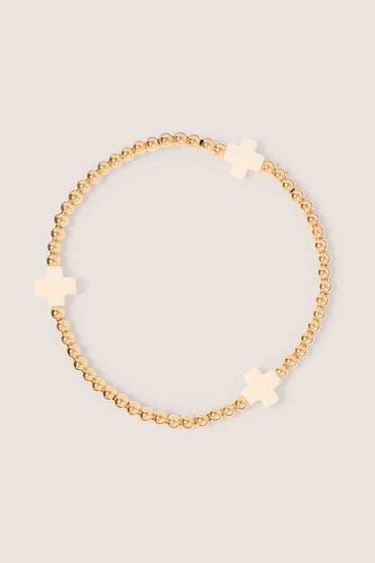 Signature Cross 3mm Gold Bracelet - Off-White