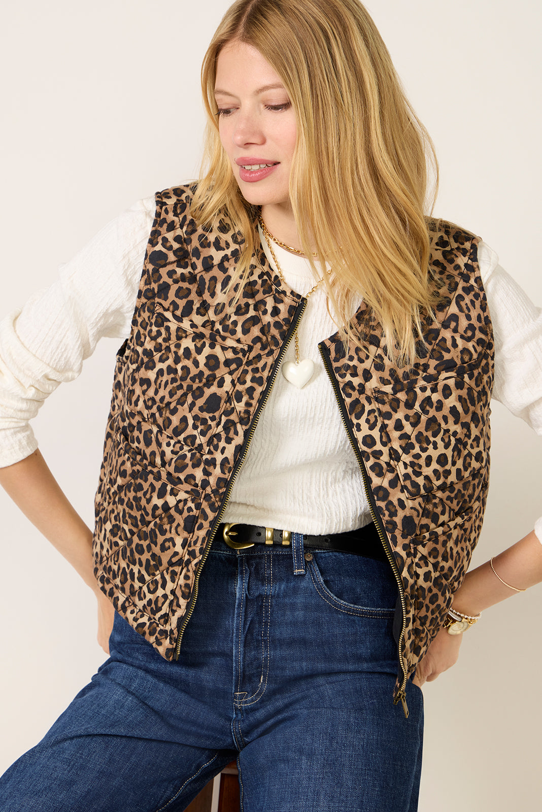 Theo Quilted Leopard Vest