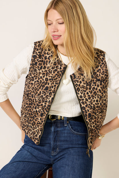 Theo Quilted Leopard Vest