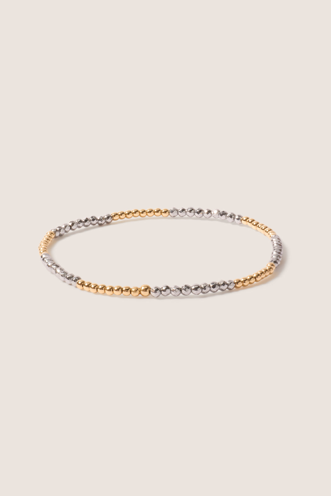 Blissful Pattern 2mm Bead Bracelet - Silver Facete