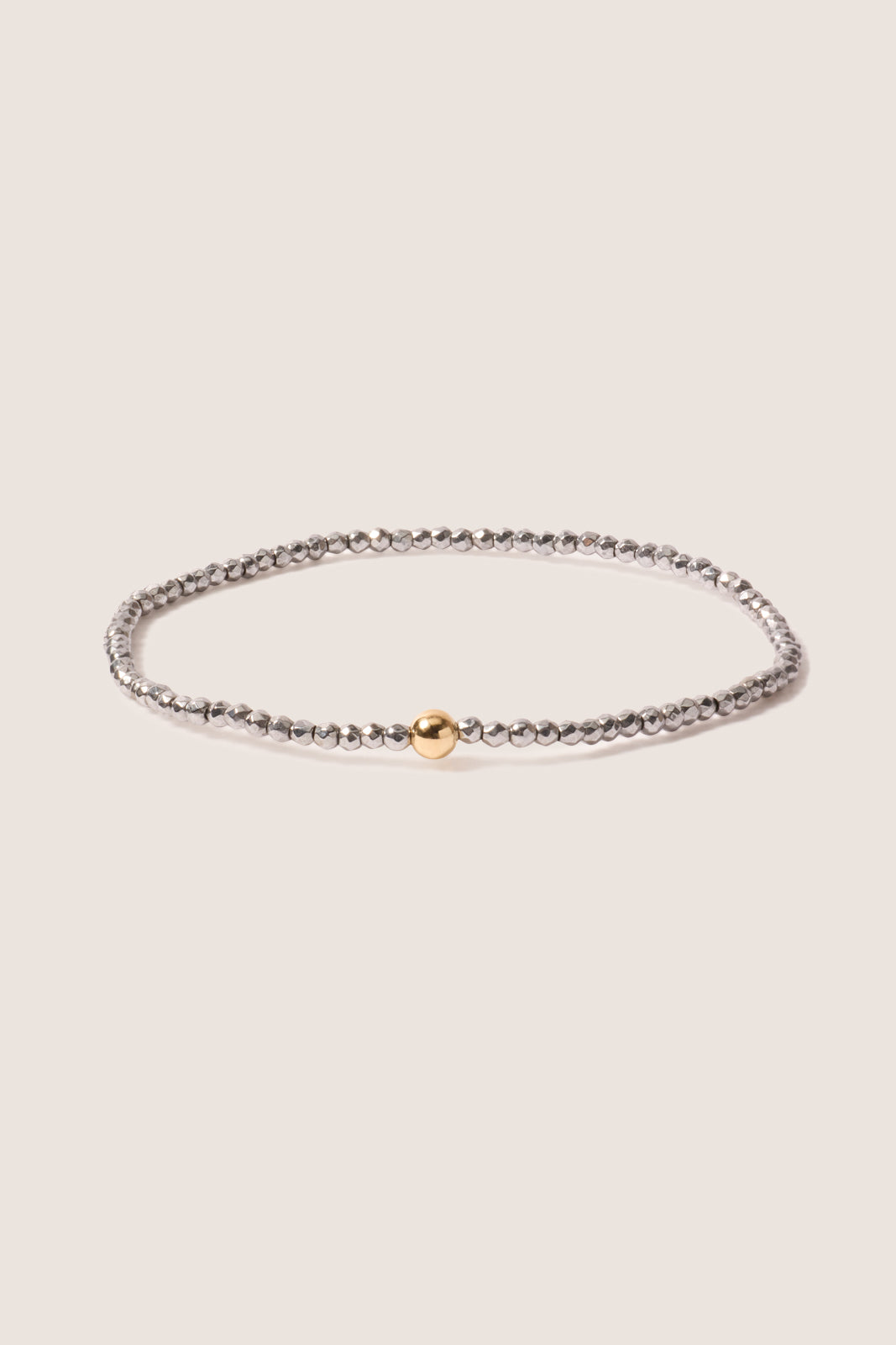 Silver Faceted Hematite 2mm Bead Bracelet