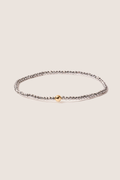 Silver Faceted Hematite 2mm Bead Bracelet