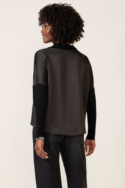 Tina Mixed Media Satin Top