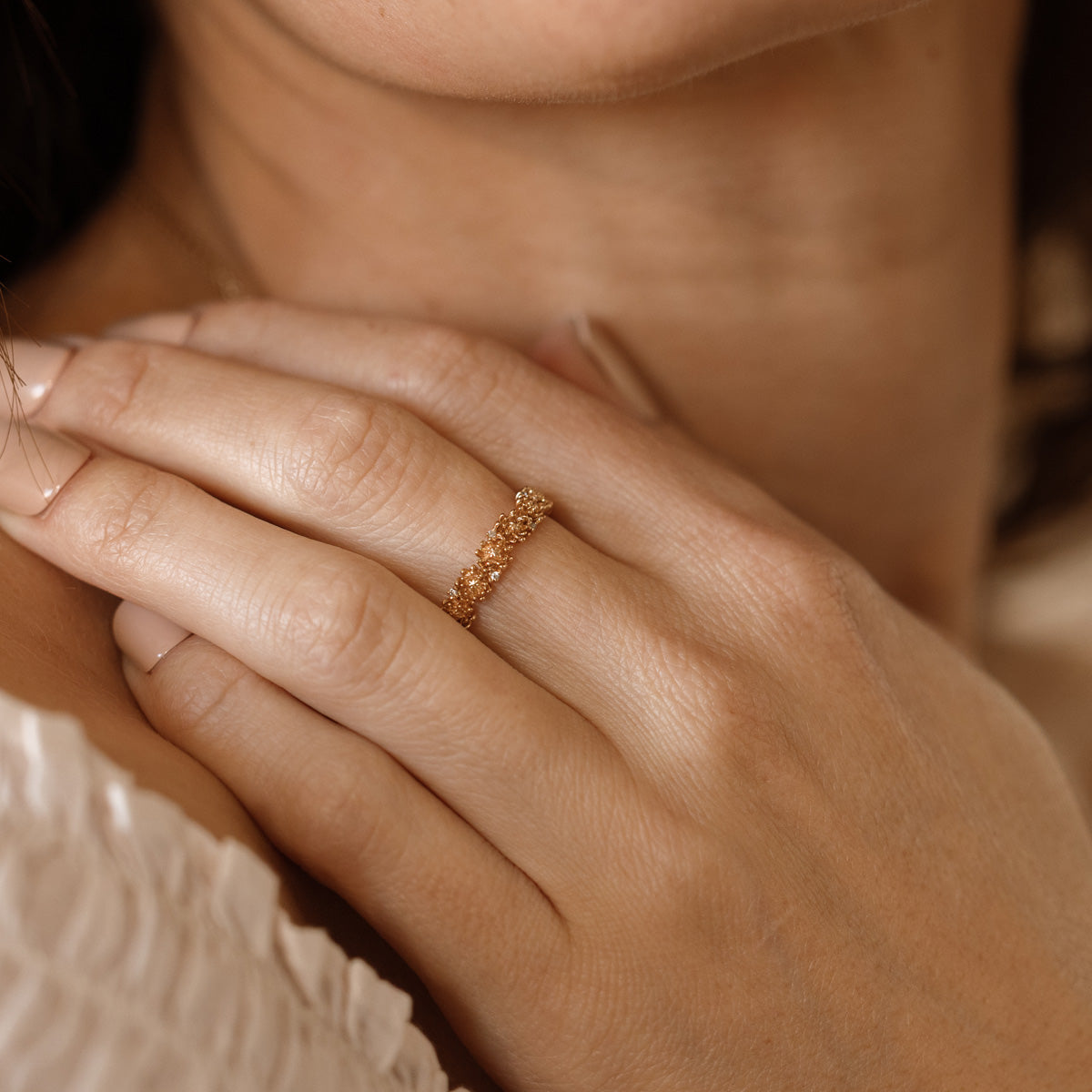 November CZ Birth Flower Eternity Ring
