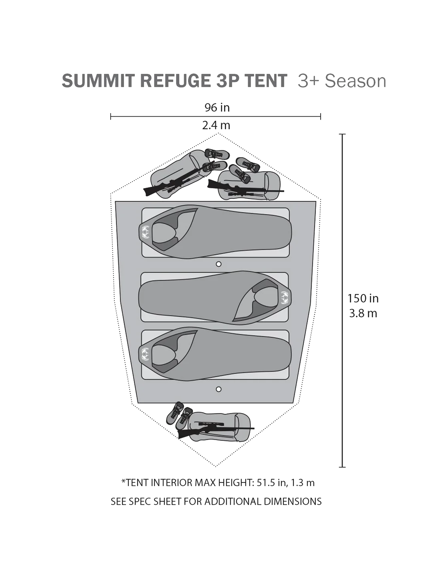 Outlet Summit Refuge 3 Person Tent | Gunmetal Olive