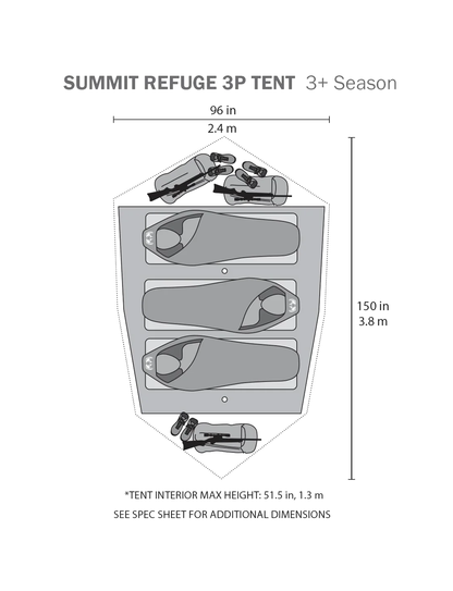 Outlet Summit Refuge 3 Person Tent | Gunmetal Olive