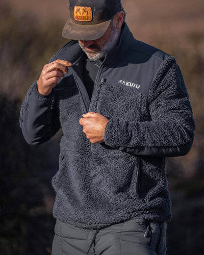 Sherpa Fleece Zip Pullover | Nightfall