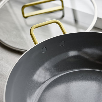 Stanley Tucci™ Stainless Steel Ceramic Nonstick 6.5-Quart Essential Stanley Pan with Lid | Champagne Handle