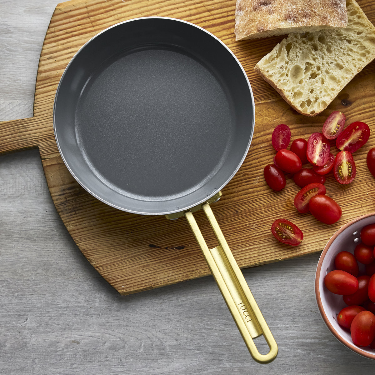 Stanley Tucci™ Stainless Steel Ceramic Nonstick 11-Piece Cookware Set | Champagne Handles