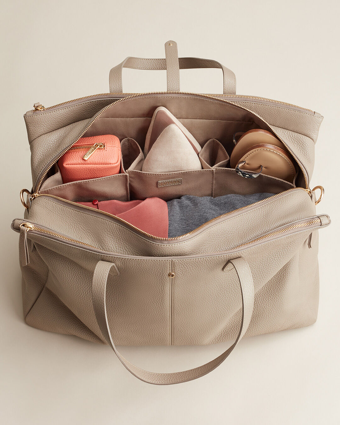 Leather Triple Zipper Weekender
