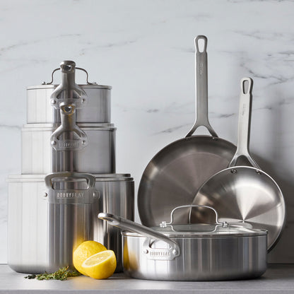 Bobby Flay by GreenPan Chef Series Uncoated Stainless Steel 10" and 12" Frypan Set