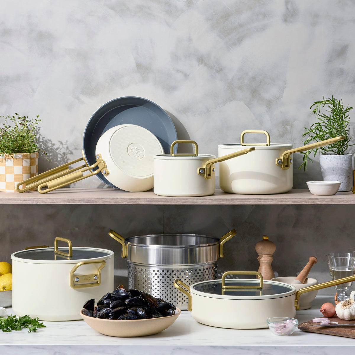 Stanley Tucci™ Ceramic Nonstick 4-Quart Saucepan with Lid | Carrara White