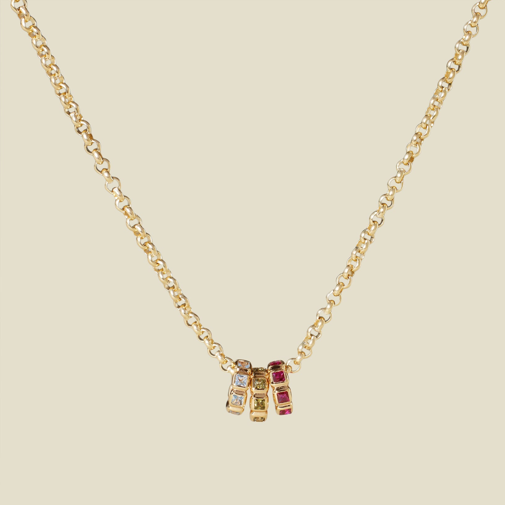 Birthstone Spacer Charm Stacker Necklace