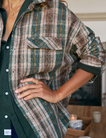 MCLOGHLIN Brown and Green with Sand Plaid, Italian Flannel