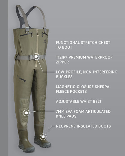 KUIU PRO HD Flex Zip Wader | Ash