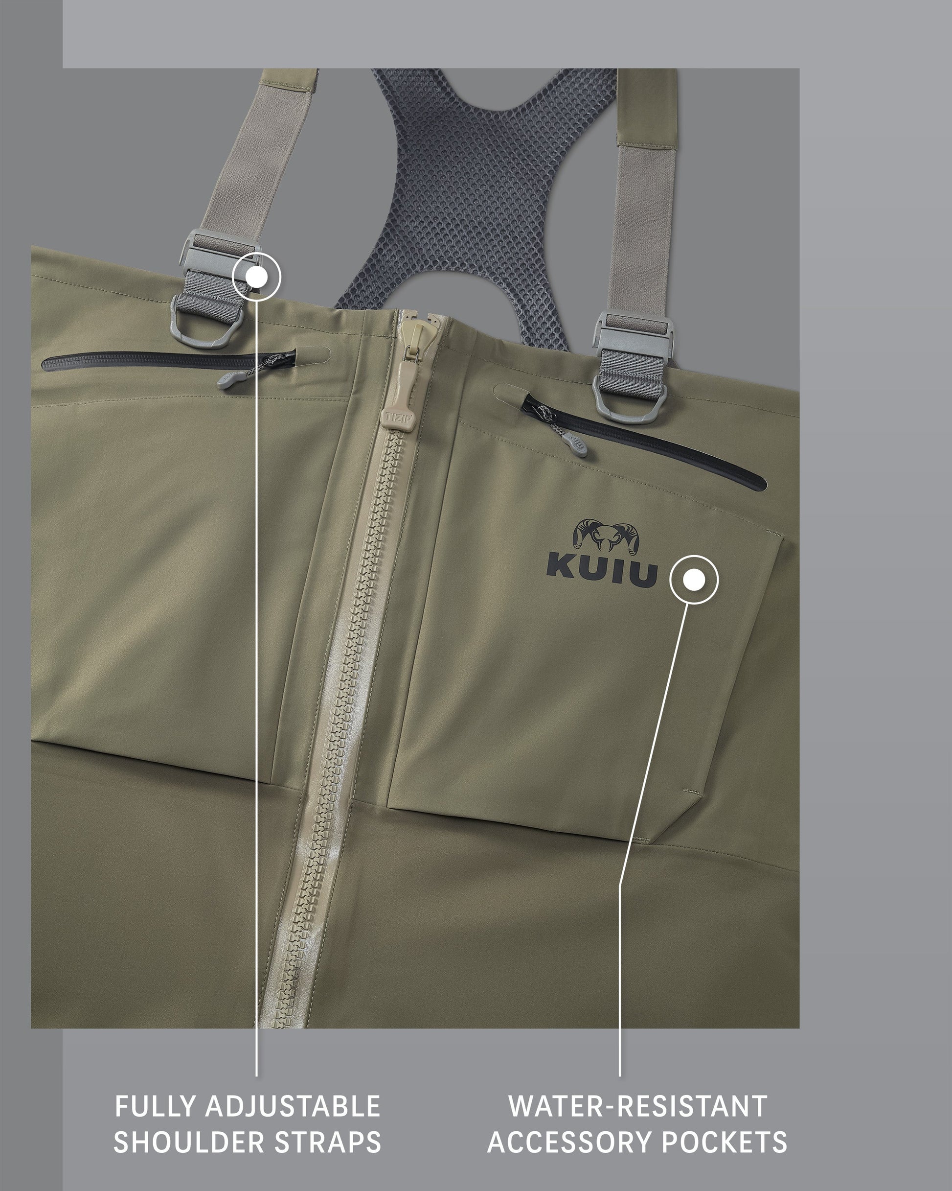 KUIU PRO HD Flex Zip Wader | Ash