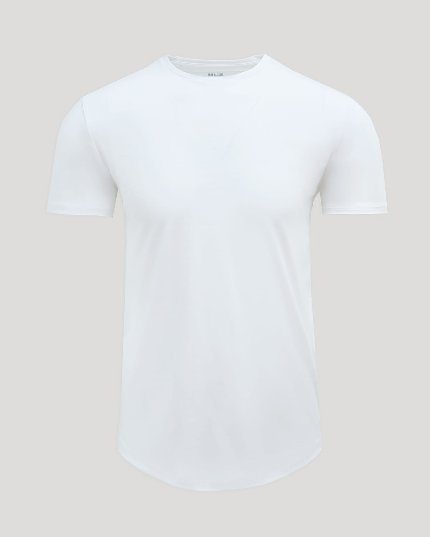 Optic White Pima Cotton Blend Curved Hem Crew