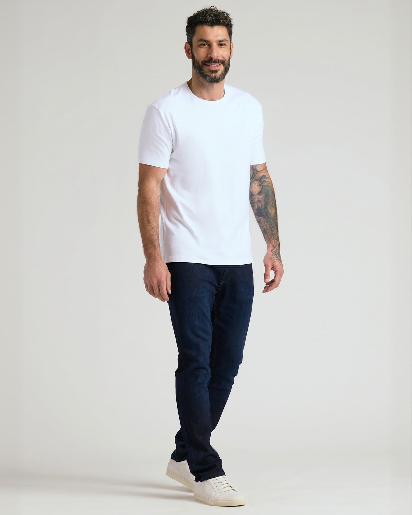 Optic White Pima Cotton Blend Crew