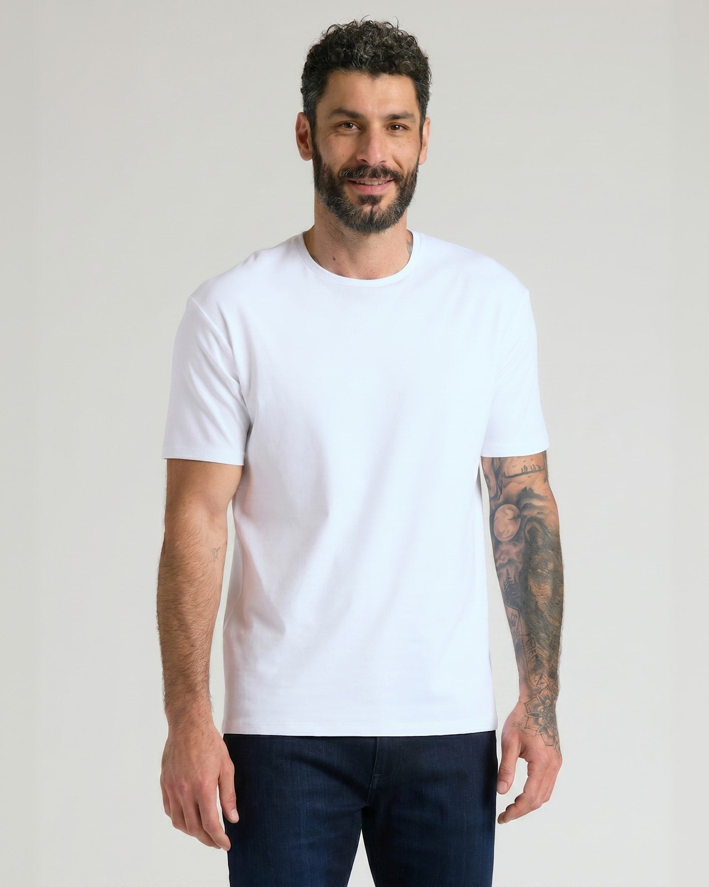 Optic White Pima Cotton Blend Crew
