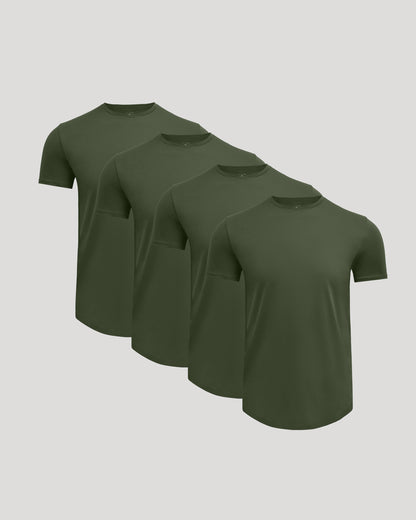 All Grove Pima Cotton Blend Curved Hem Crew 4-Pack
