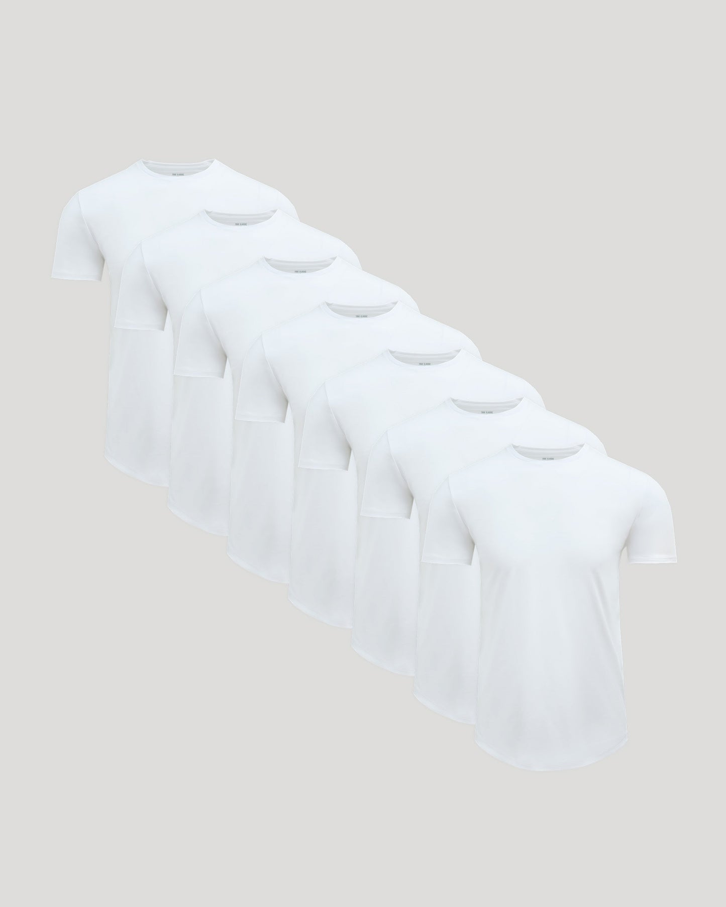 All White Pima Cotton Blend Curved Hem Crew 7-Pack