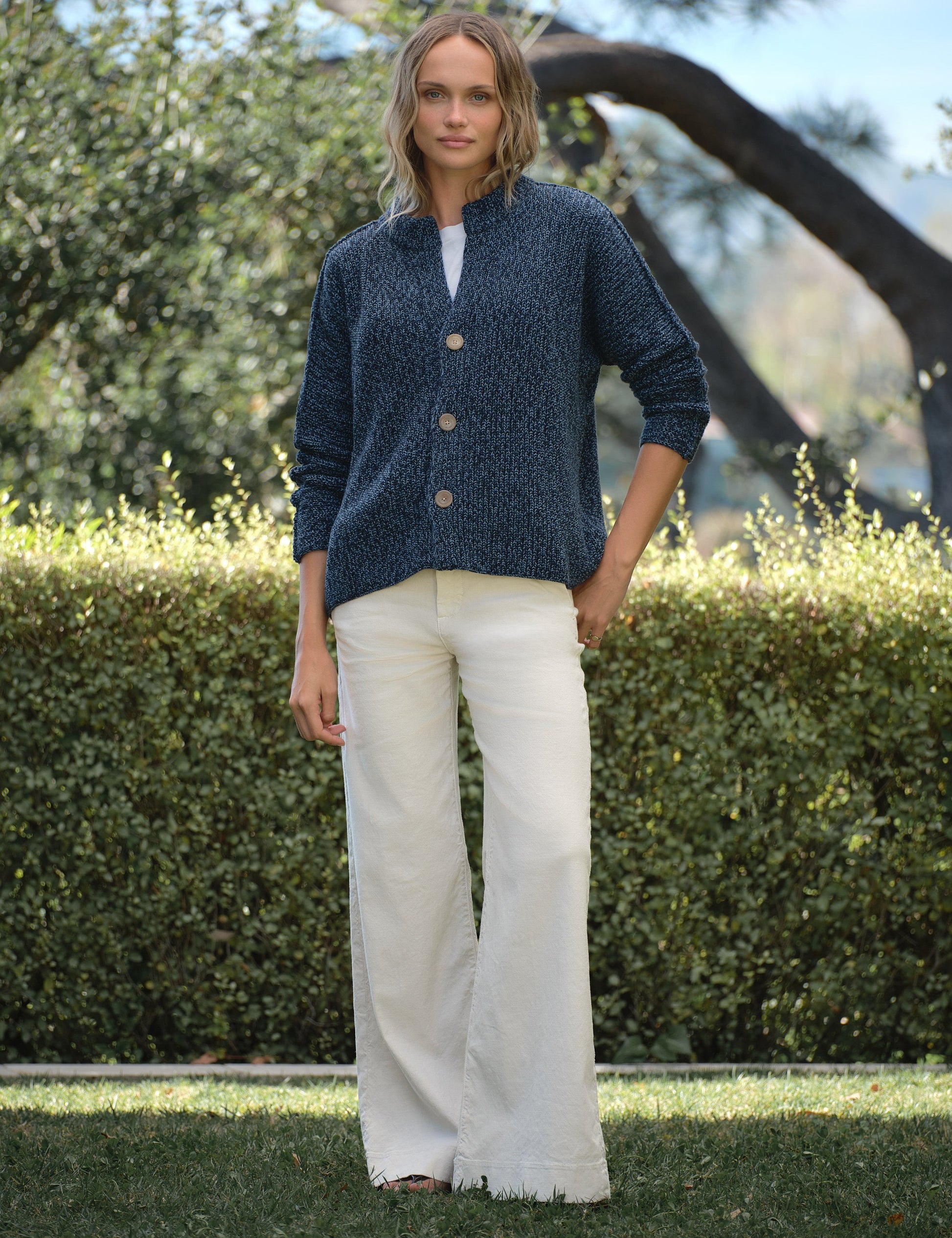 MONTECITO CARDIGAN Blueberry, Pure Italian Cotton