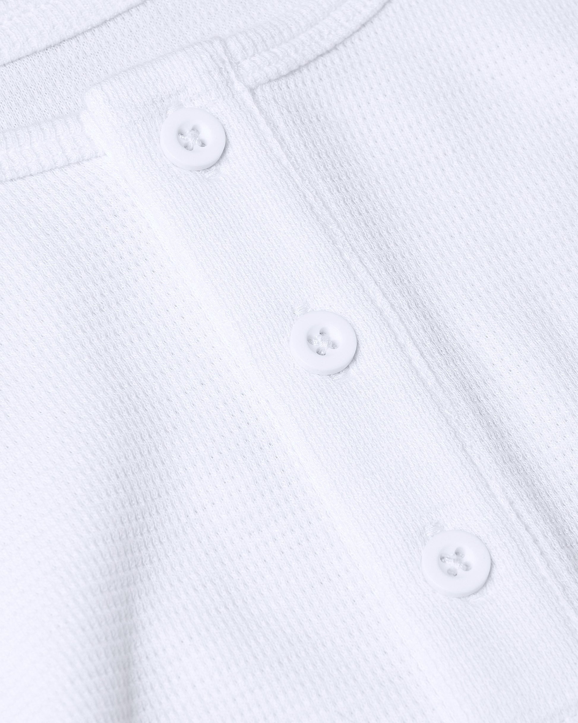White Waffle Long Sleeve Henley 3-Pack