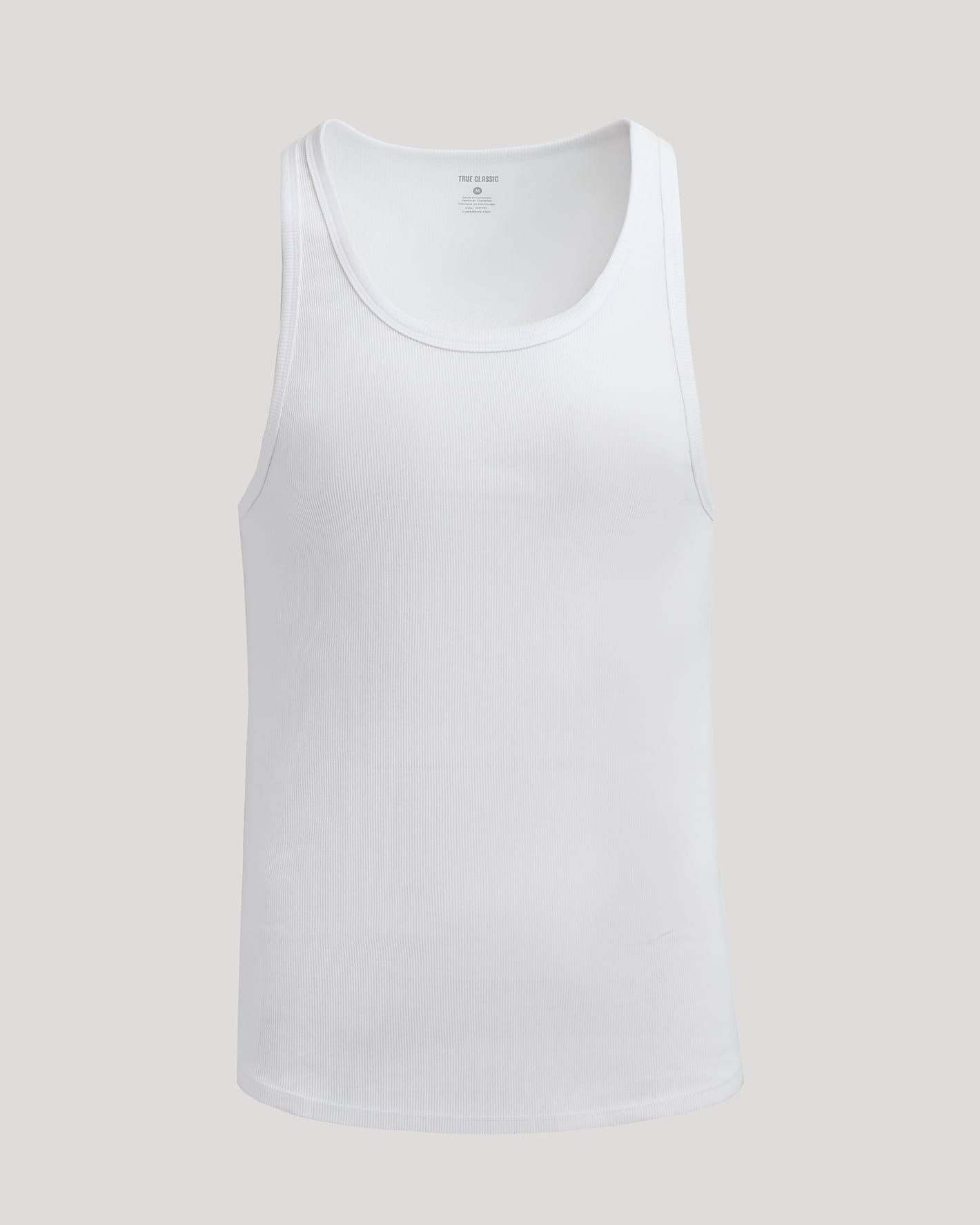 White Ribbed Curved Hem Tank