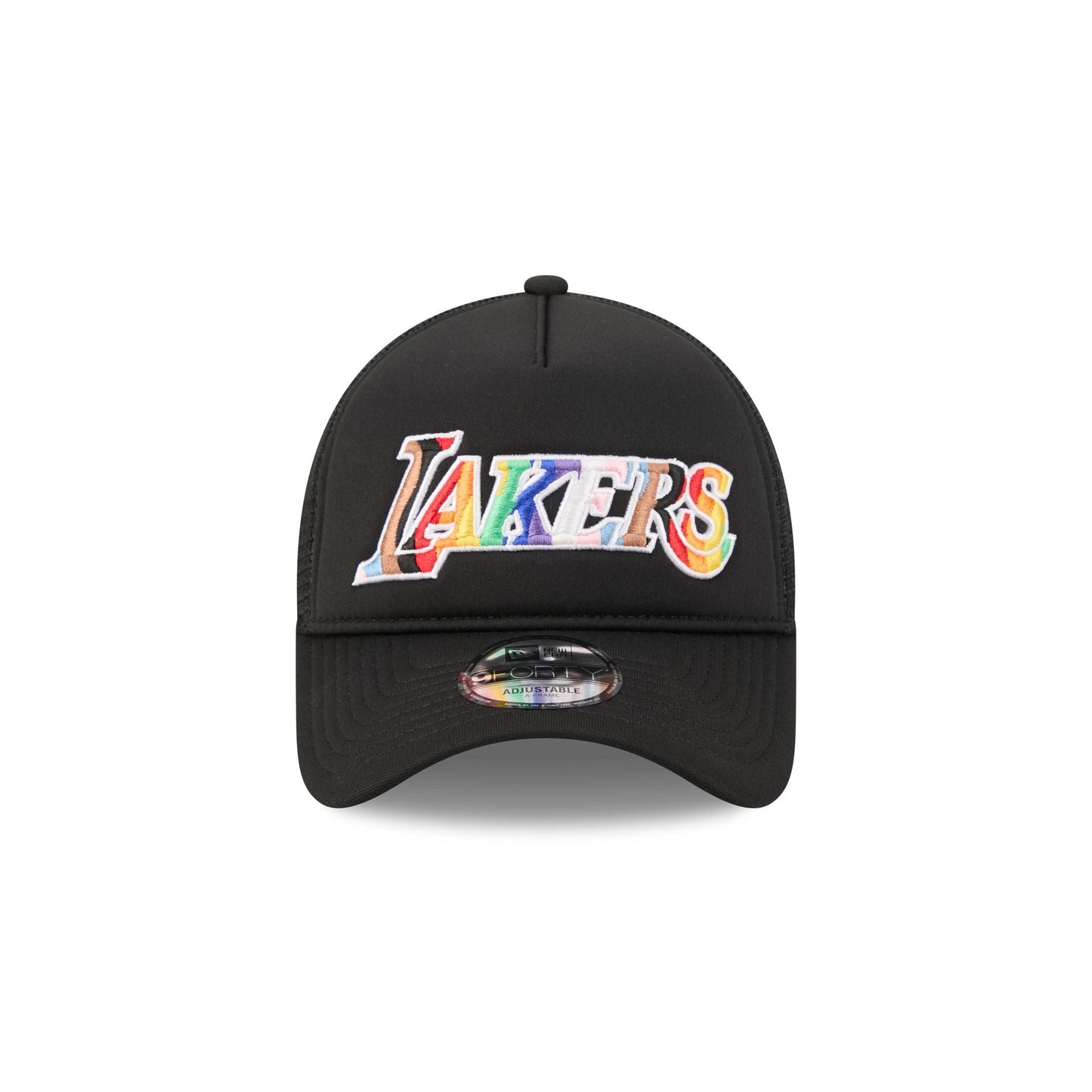 Los Angeles Lakers Rainbow Wordmark 9FORTY A-Frame Trucker Hat