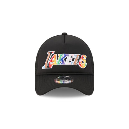 Los Angeles Lakers Rainbow Wordmark 9FORTY A-Frame Trucker Hat
