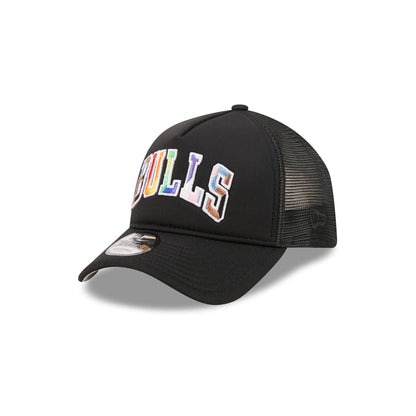 Chicago Bulls Rainbow Wordmark 9FORTY A-Frame Trucker Hat