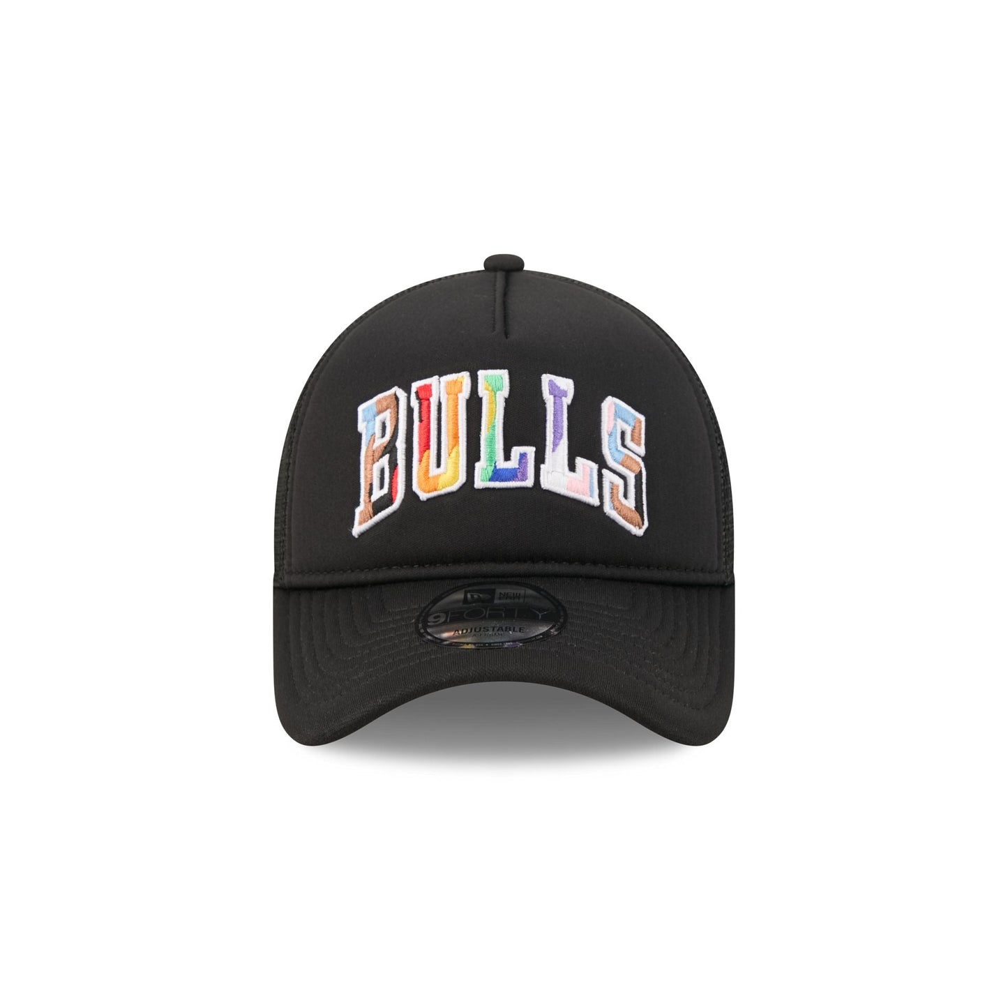 Chicago Bulls Rainbow Wordmark 9FORTY A-Frame Trucker Hat