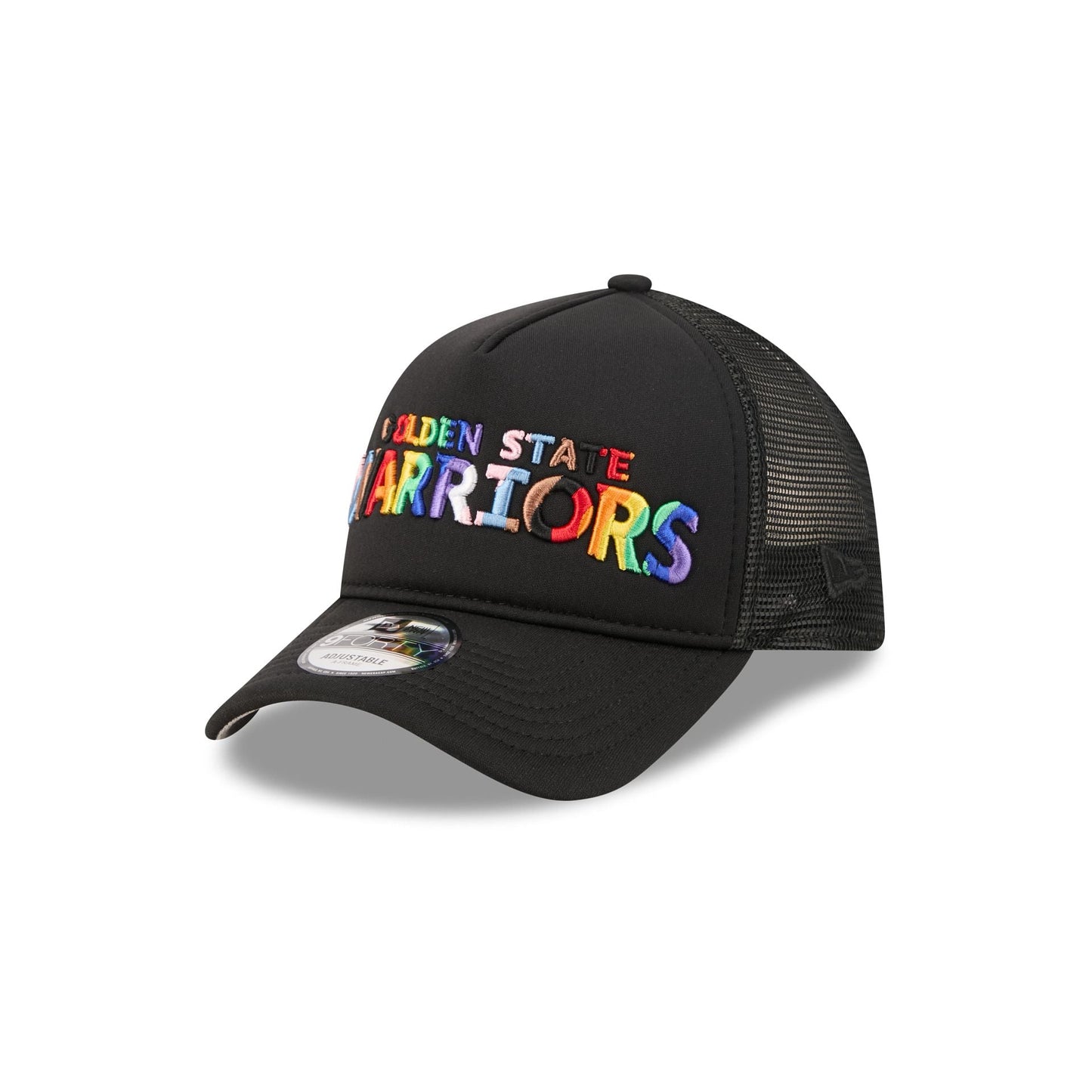 Golden State Warriors Rainbow Wordmark 9FORTY A-Frame Trucker Hat