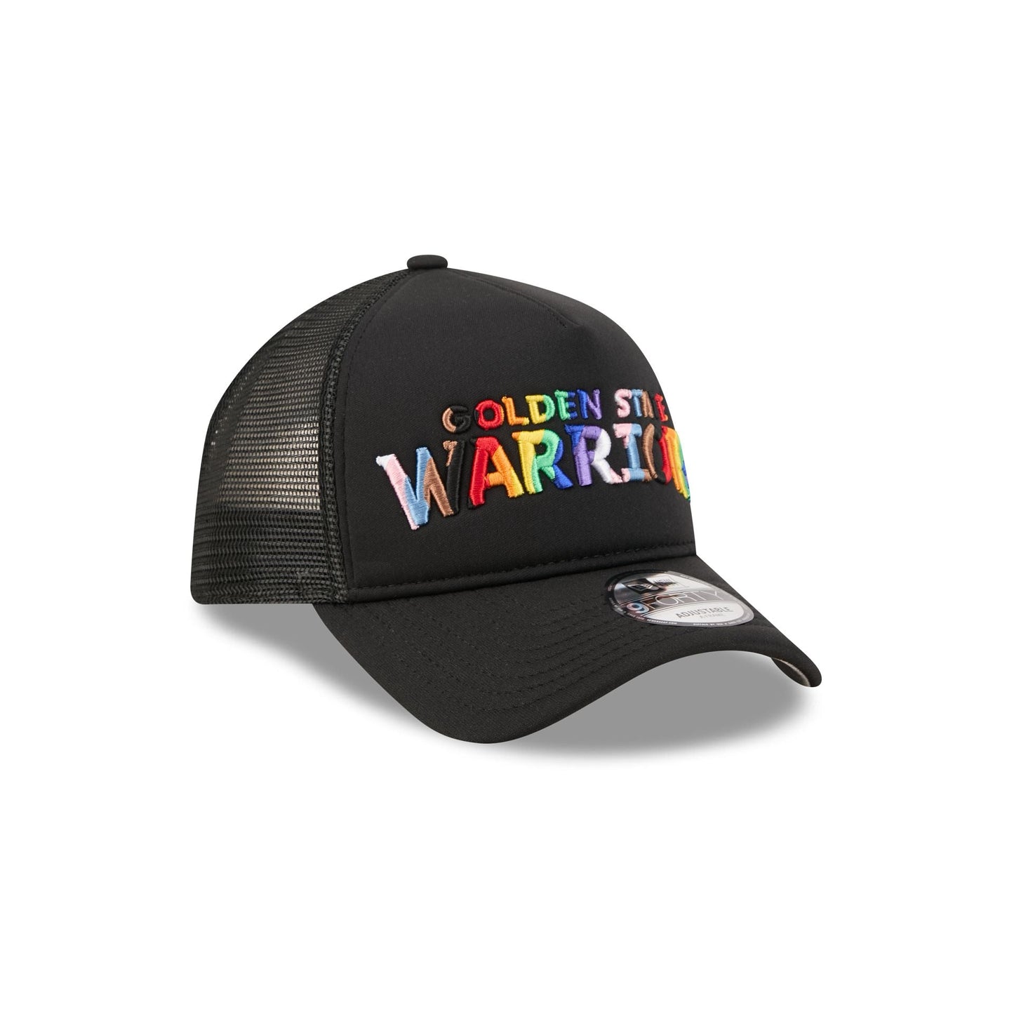 Golden State Warriors Rainbow Wordmark 9FORTY A-Frame Trucker Hat