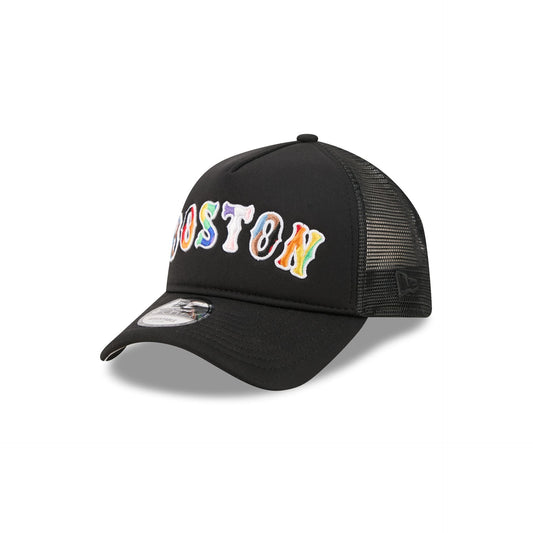 Boston Red Sox Rainbow Wordmark 9FORTY A-Frame Trucker Hat