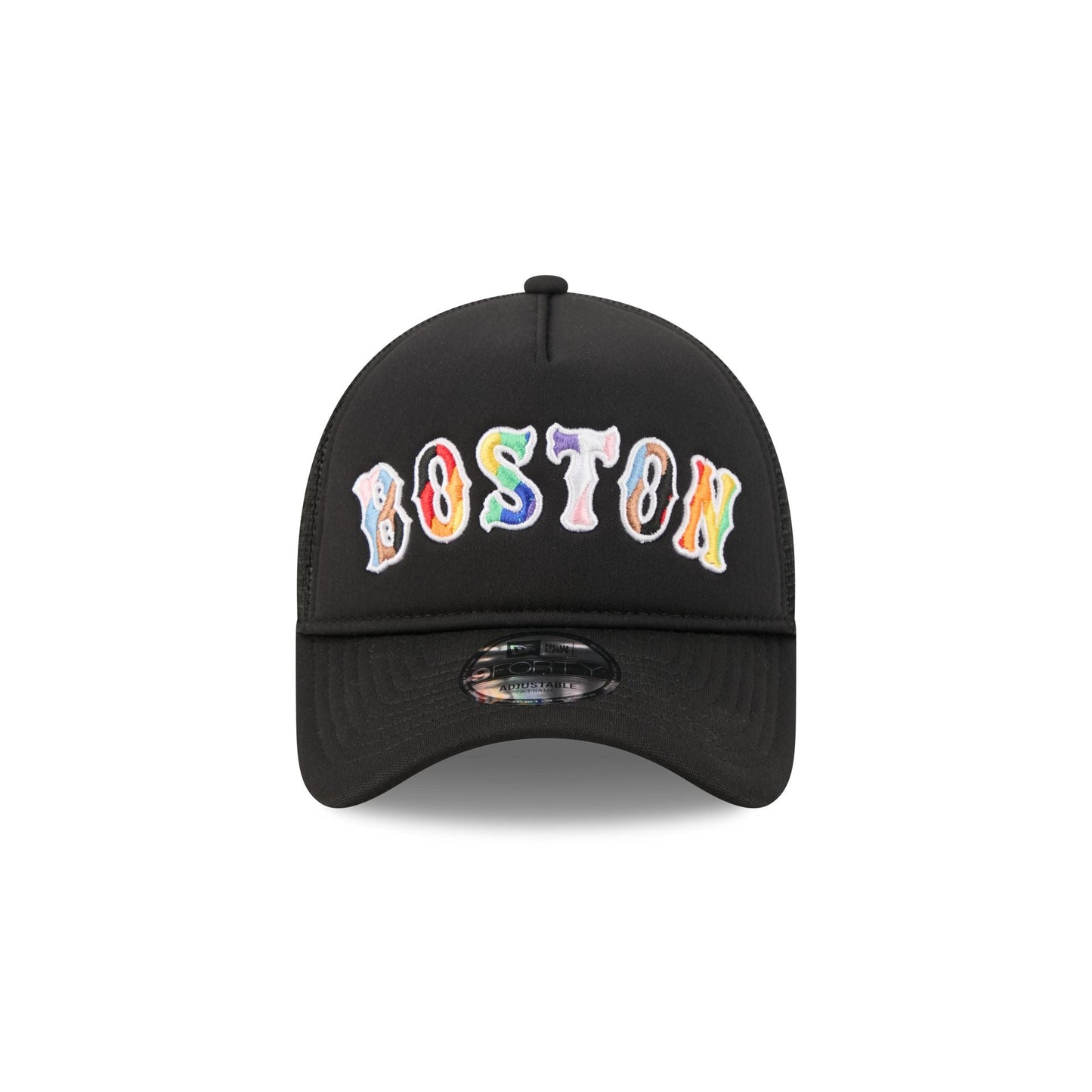 Boston Red Sox Rainbow Wordmark 9FORTY A-Frame Trucker Hat